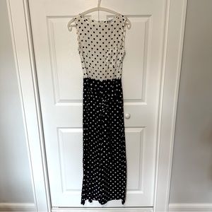 Anthropologie Navy Blue and White Polka Dot Jumpsuit